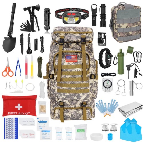 ,Survival Gear Professional Kit and Large Camping Backpack,First Aid