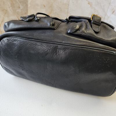 WATHNE Black Leather Drawstring Backpack Made in Korea | eBay