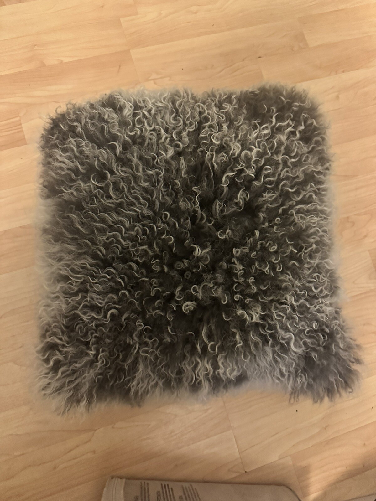 18" Black White Genuine Tibetan Lamb Fur Pillow With Microsuede Backing NEW NWT