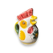 Vintage Deruta Hand Painted Rooster Creamer Pitcher Italy, Signed,  1970s, 3.5”