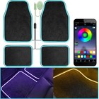 Soft Car Floor Mats With Led Strip Light, Universal Fit Black Automotive Carp...