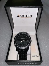 Unlisted Mens Dual Function Analog & Digital Black Metal Band UL5109KCP C11