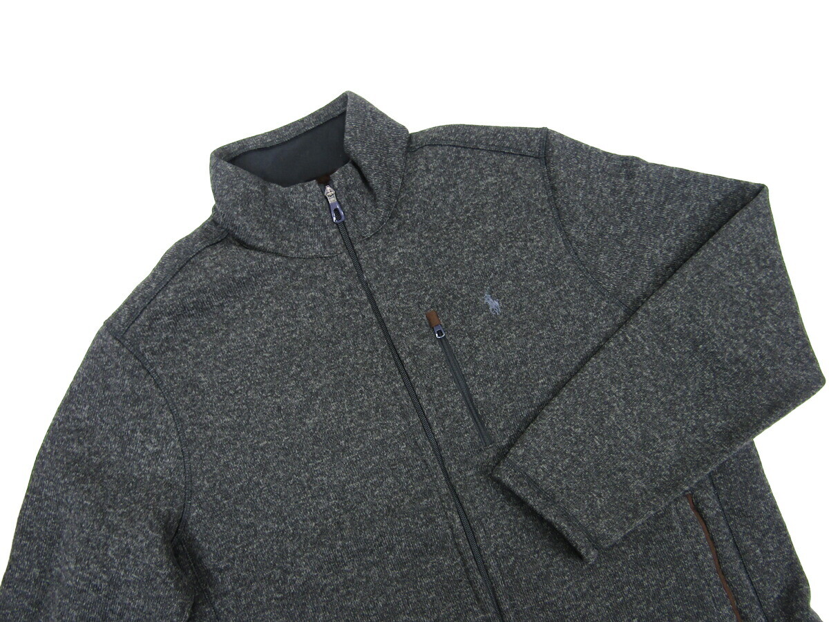 PONY Polo Ralph Lauren Performance Pile Full Zip Giacca Cappotto con Cavallo Nero Htr
