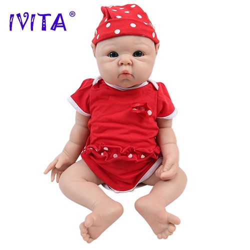 IVITA 19"Popular Blue Eyes Boy&Girl Full Silicone Doll Reborn Baby Toddler Toy - Picture 4 of 10