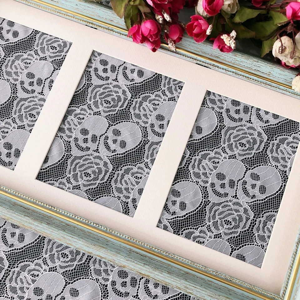 White Lace Fabric, Soft and Durable Lace Fabric by the Yard, 59 X 72 Inches Skul - Image 3 of 4