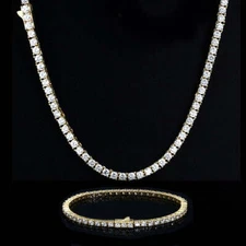 3MM 4MM Unisex 1 Row CZ Tennis Bracelet Chain Set Stainless Steel ANTI Tarnish