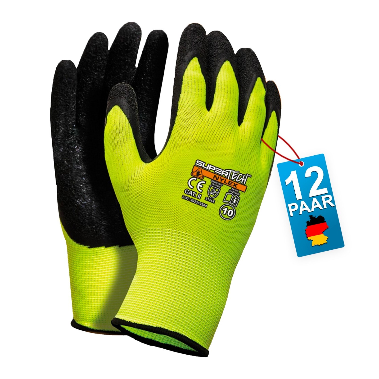 12 bis 240 Paar Robuste Arbeitshandschuhe Herren Garten Montagehandschuhe Latex