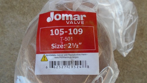 Jomar 2-1/2" T-501 Brass Swing Check Valve NPT Threaded Horizontal 105-109 NEW - Picture 2 of 9