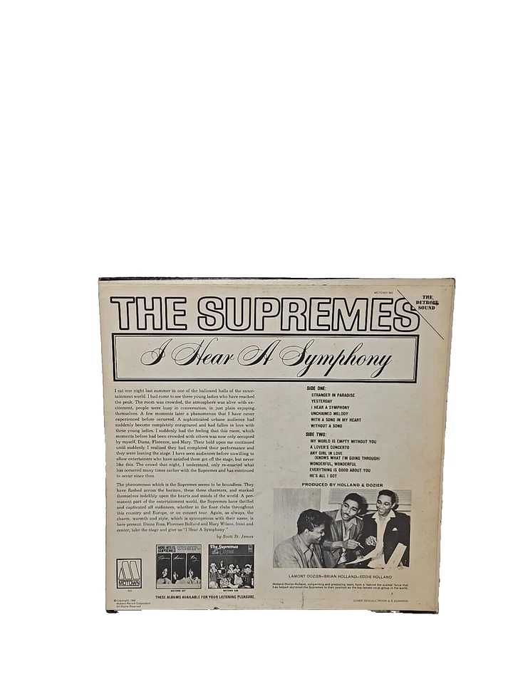 I HEAR A SYMPHONY Supremes LP Motown 643 (Vinyl, 1966, Diana Ross, Motown) VG Foto 2 de 4