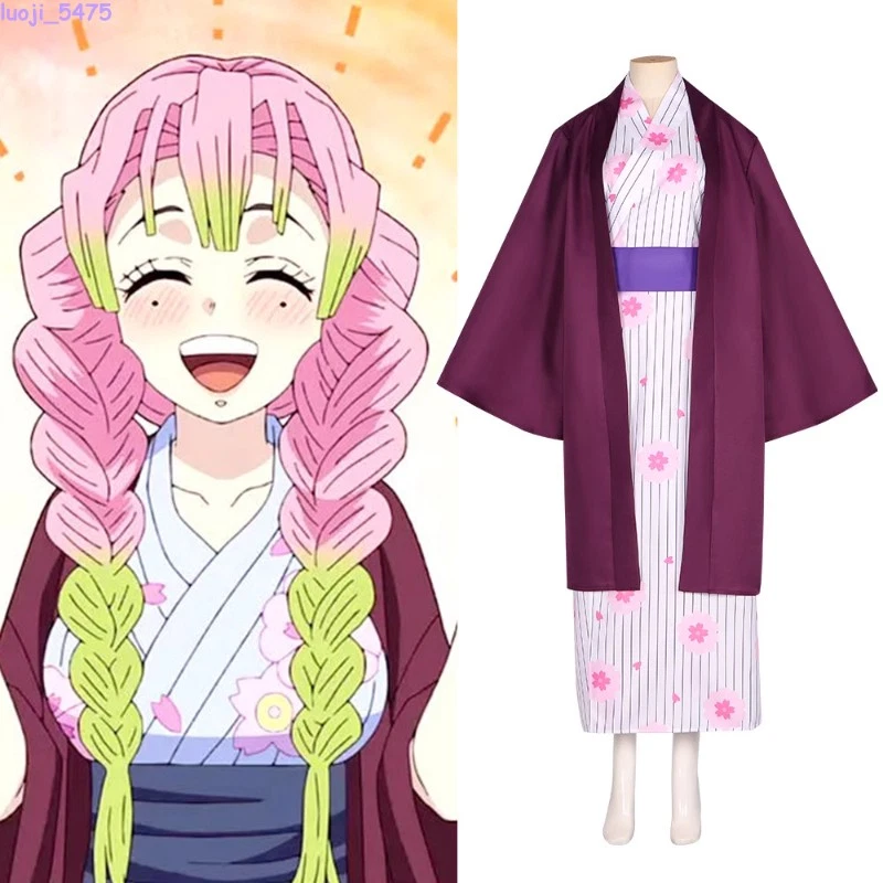 Cazador de demonios Kanroji Mitsuri Kimono Yukata Disfraz Mostrar Ropa Uniforme Foto 2 de 4
