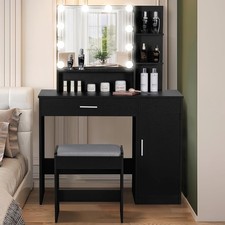 Vanity Set with 10LED Lighted Mirror Makeup Dressing Table Dresser Desk w/ Stool
