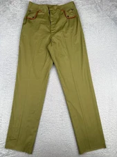 VINTAGE Boy Scouts Pants Men 30 Geen 1950s 50s Twill Fabric LIKE NEW Un-Hemmed