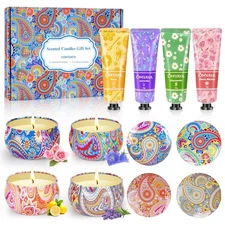 Gift Baskets for Women - Scented Candles Set & Hand Lotion Cream Set,... 