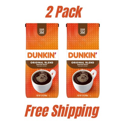 (Pack Of 2) Dunkin  Original Blend Ground Coffee, Medium Roast, 12 Oz Bag...
