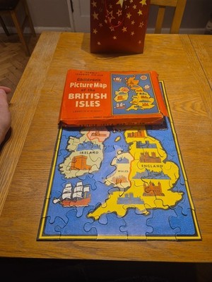KOMPLETT: Vintage 1963 Waddington s KINDERKARTE der BRITISCHEN INSELN Puzzle