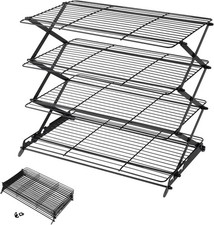 Geesta 2/3/4-Tier Upgraded Collapsible Cooling Rack with 4 Tiers, Black