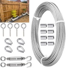 15m Garden Wire Hanging Fence Railing Kit Stainless Steel Wire Rope Cable Kit
