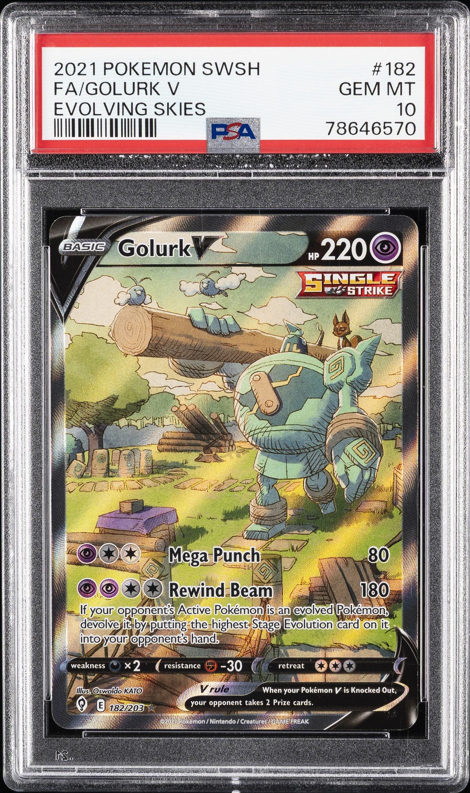2021 POKEMON SWORD & SHIELD EVOLVING SKIES #182 FULL ART/GOLURK V PSA 10