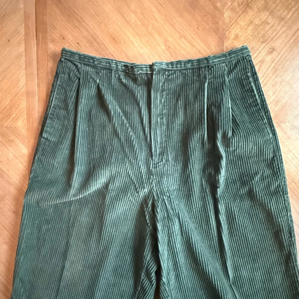 Pantalones cónicos de pana Eddie Bauer de colección para mujer 12 cordones verdes tiro alto Y2K años 90 Foto 3 de 4