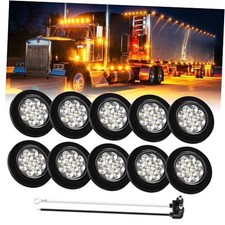 10 Pcs 2.5" Round Clear Lens Amber LED Marker Lights Clear Lens Amber 10 Pcs