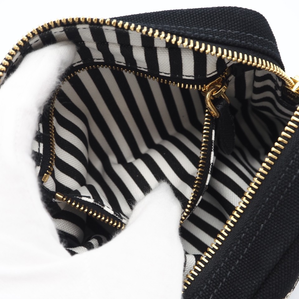 beautiful PRADA Canvas Canapa Logo Pouch NERO 1NA021 Pouch from japan thumbnail 9