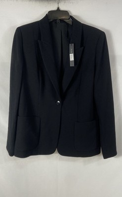 Elie Tahari Women's Black Triacetate Blend Single Button Blazer Jacket NWT Sz 14