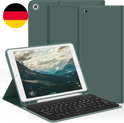 Aoub Hülle Mit Tastatur Für Ipad 9./8./ 7. Generation, Kabellose QWERTZ Tastatur