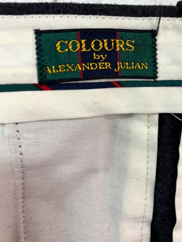 vtg 90s Alexander Julian 34x32 Charcoal Flannel Wool Pleated Dress Pants Trouser, $59.99 - Photo 9