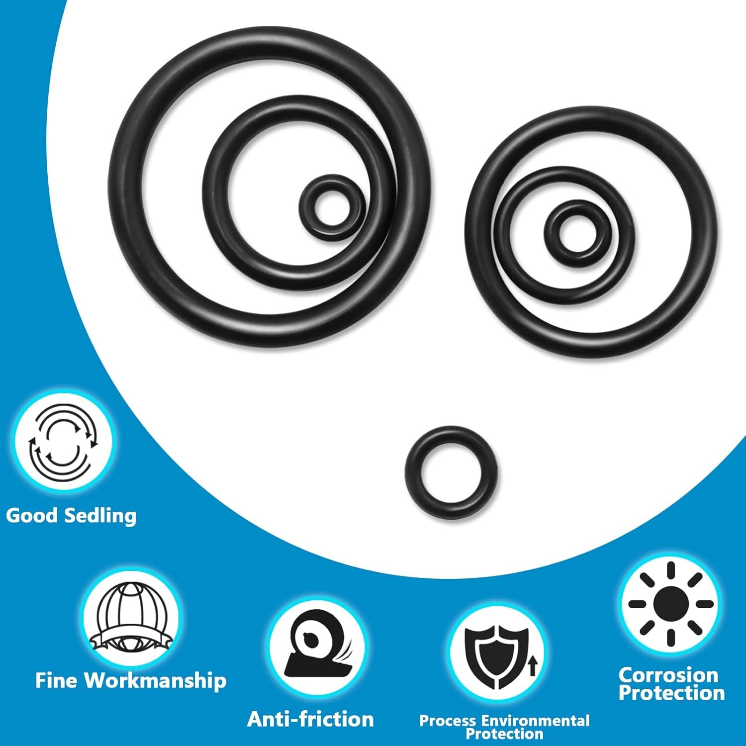 24 Size Rubber O Ring Set,1120 Pcs Black Small O Rings Assortment 