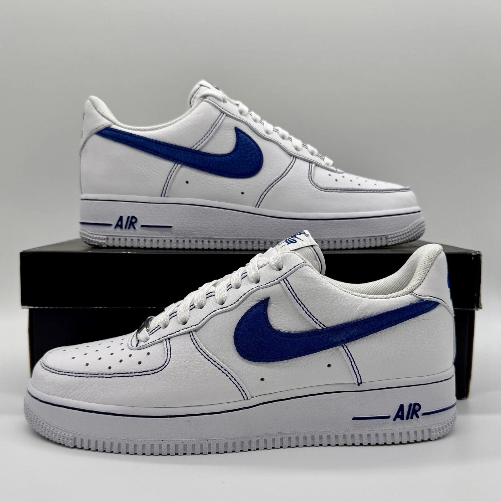 Nike Air Force 1 Low White Deep Royal Blue Sneakers HQ2037-100 Mens Size NEW