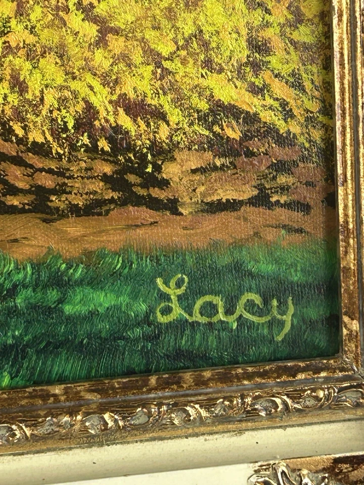 Pintura al óleo firmada de viñedo al aire libre Alexander Valley arte del vino marco de lujo Foto 2 de 4