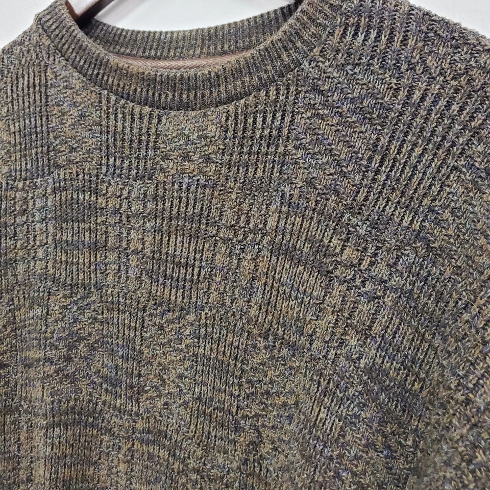 Suéter tejido con cable a cuadros Oscar De La Renta vintage talla XL marrón preppy Foto 2 de 4