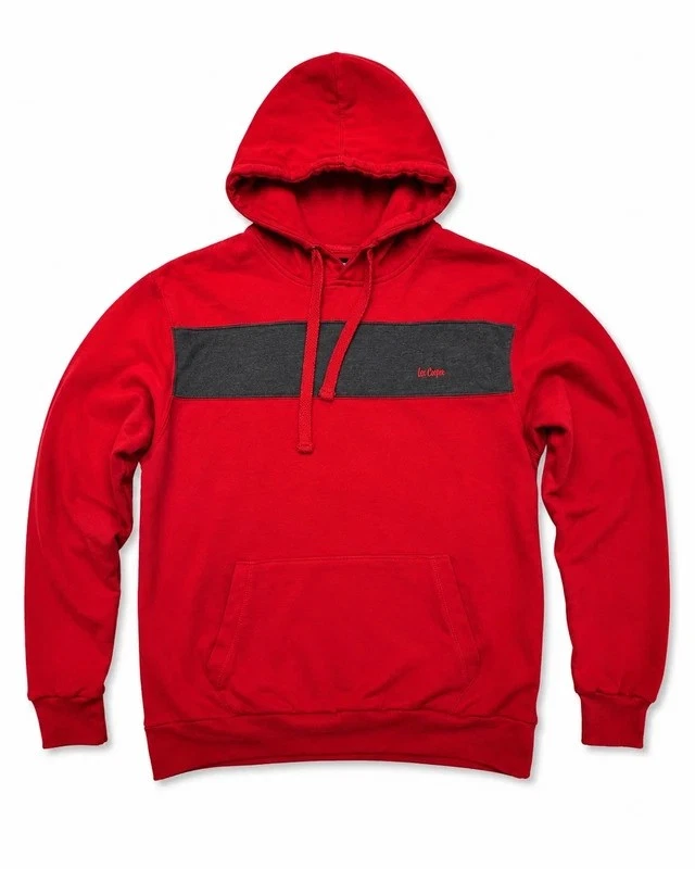 Lee Cooper Rojo Sudadera con Capucha XL Pullover Sudadera Jersey Ropa de Calle Informal Y2K