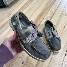 Sperry Top-Sider Womens Grey Canvas Leather Boat Shoes loafer Size 6 casual