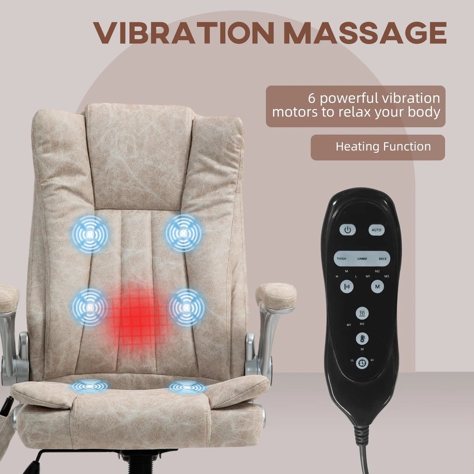 HOMCOM High Back Vibration Massage Office Chair, Leathaire Heated Computer Ch... - Image 3 of 4