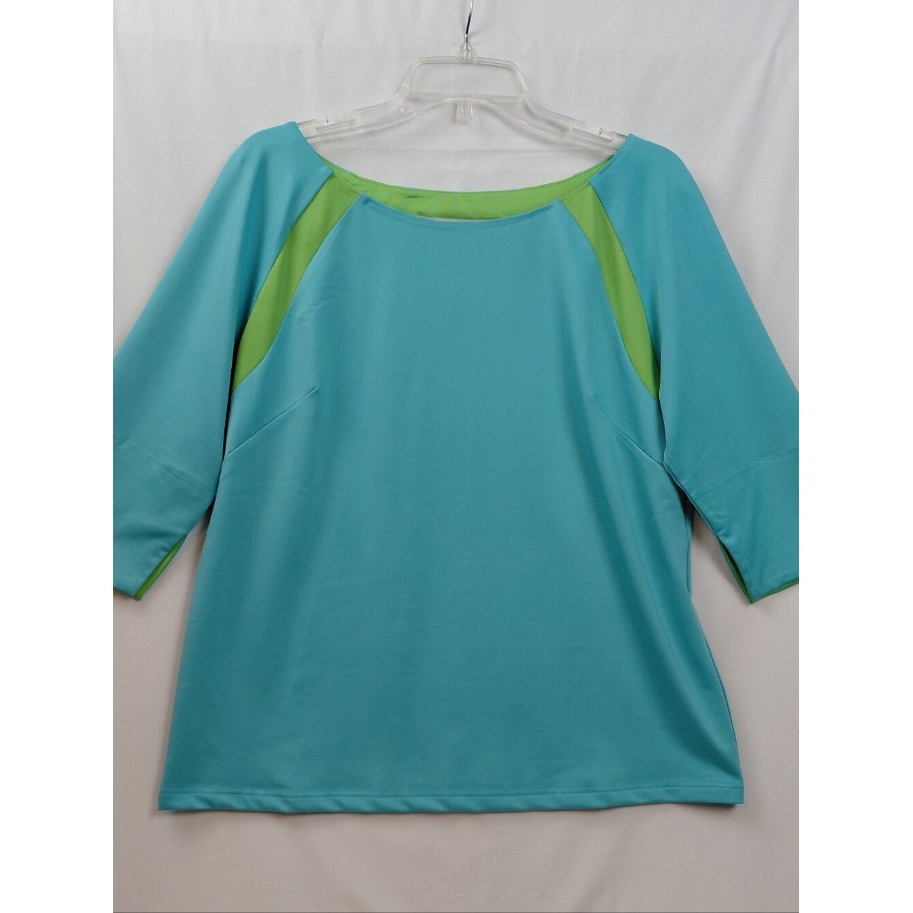 Gretchen Scott Top Three-quarter Sleeve Women's Size Large Blue Green