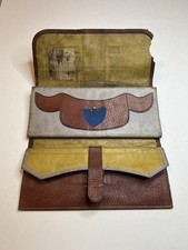 1800 s - Early 1900 s Antique Genuine Leather Wallet Bi Fold Brown 8 X 3.75