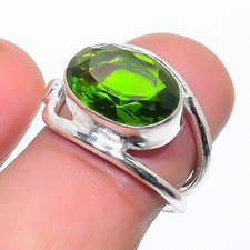 Green Peridot Gemstone 925 Sterling Silver Jewelry All Size Ring For Gift
