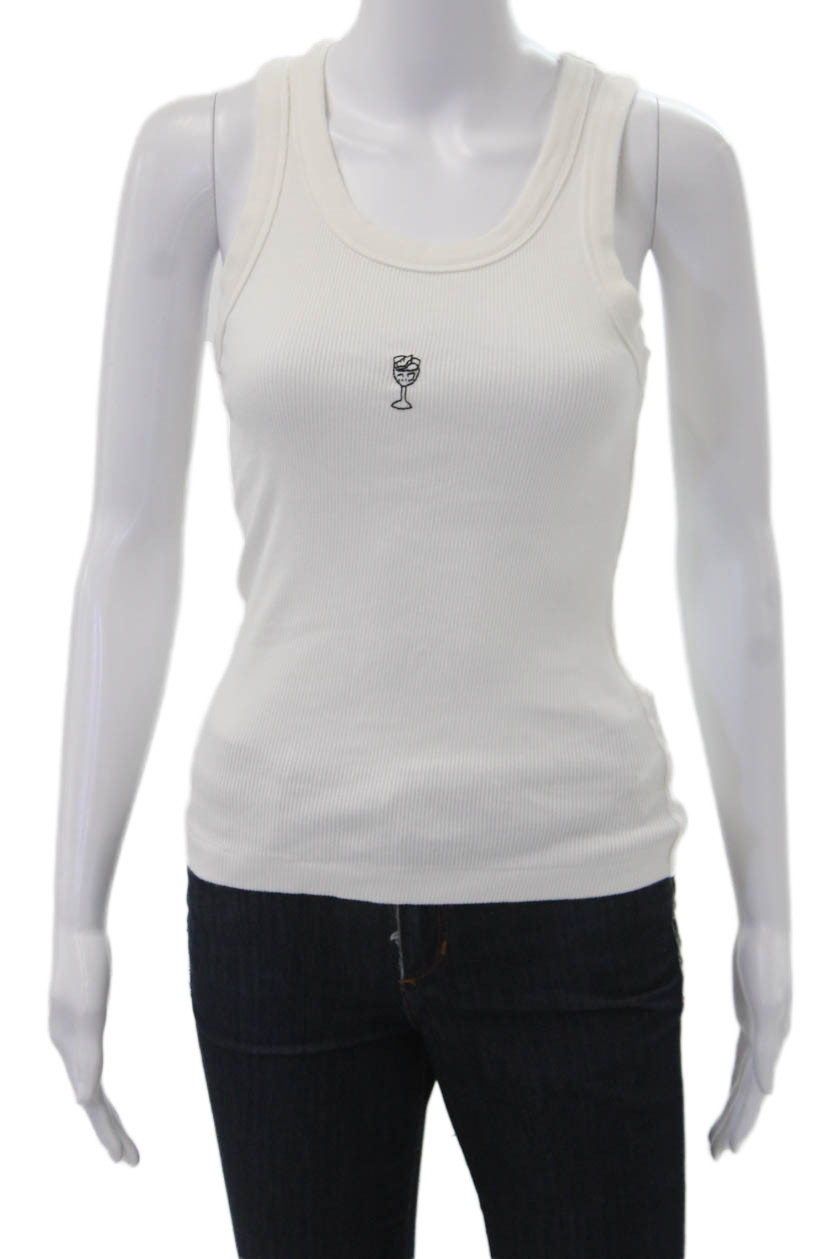 Universal Thread Women Basic White Sleeveless Tan… - image 1