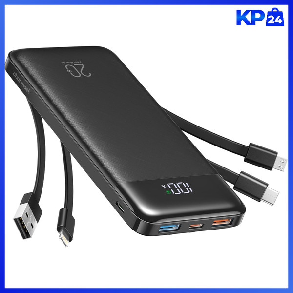 Powerbank 20000Mah 22,5W Mit 4 Kabeln Und Led-Display USB C PD3.0 QC4.0 Externe-image