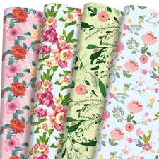 12 Sheets 20x29 Inch Floral Wrapping Paper for Women Girls Wedding Birthday