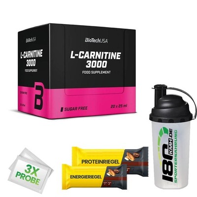 (42,27EUR/kg) Biotech USA - L-Carnitine 3000mg 20 x 25ml Ampulle + Bonus
