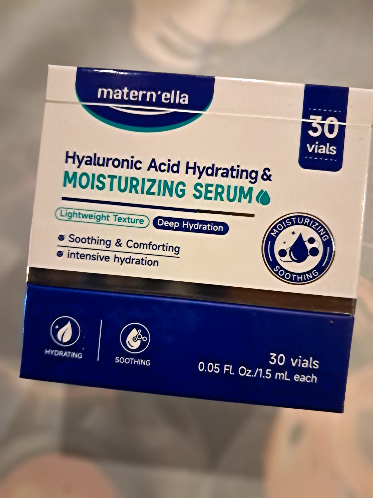 matern'ella Hyaluronic Acid Face Serum Hydrating Soothing Moisturizer 30 Vials