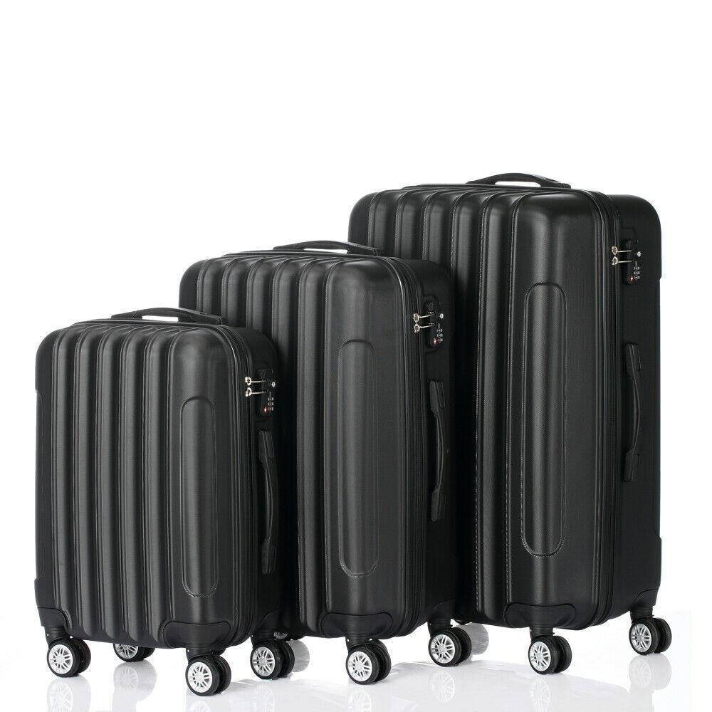Set of 3 Lightweight Luggage Set ABS Travel Rolling Spinner Hard Shell Suitcases