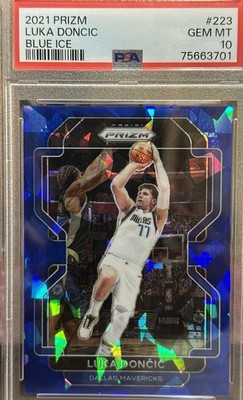 Panini Prizm Luka Dončić Blue Ice Prizm #223 Mavericks NBA PSA 10 /125