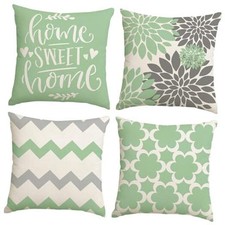 Set of 4 Geometric Floral Throw Pillow Covers 18 x 18 inch Spring Summer