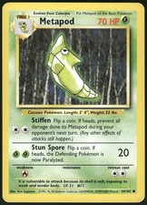 Metapod 54/102 Common Base Set Unlimited Pokemon Near Mint