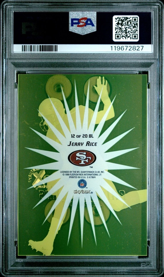 1999 E-X Century Bright Lights 12 Jerry Rice PSA 8 San Francisco 49ers Insert - Image 2 of 2