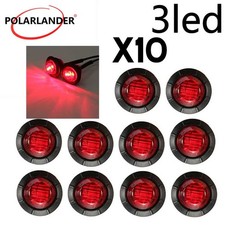 For Chevy C10 Truck Side Light 10pcs 3LED 3-4In Round Crystal Light red 24V