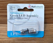 Radio Shack 276-069 Subminiature Green LED Assembly 2-Pack (NEW IN BOX)